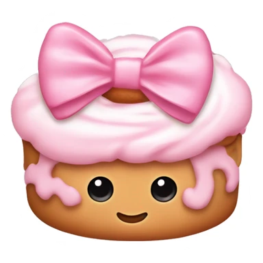 Cinnamonroll emoji with a baby pink bow and a baby pink heart on the side sticker