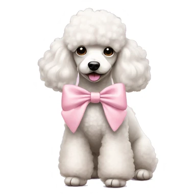 White poodle wearing a pastel pink bow sticker