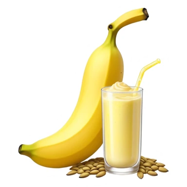 Ethereal glowing banana with celestial protein shake bottle emitting sparkles and magical floating sunflower seeds with starry aura sticker