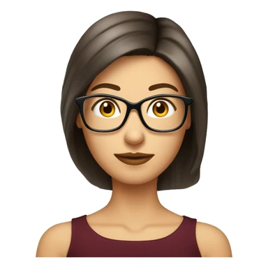 Femme jeune cheveux châtain lisse long lunette sticker