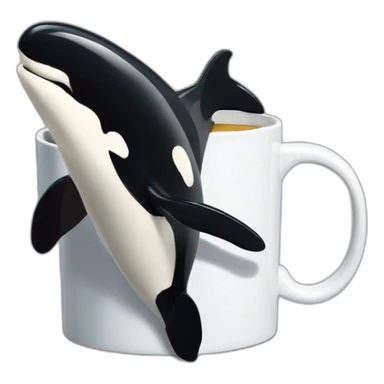 killer whale swimming in mug sticker