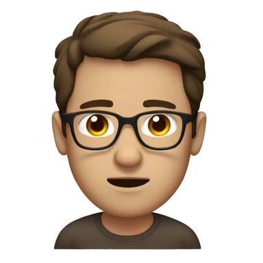 Sleepy white/brown guy with dark brown hair and brown glasses sticker