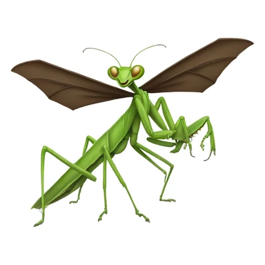 praying mantis riding on a flying bat sticker