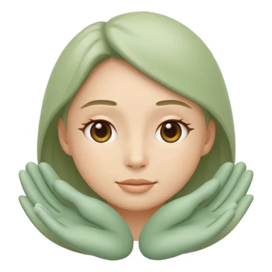Minimal wellness emoji representing tighter skin and firmness,
subtle lifting effect, smooth contours, calm and natural,
no beauty or cosmetic symbols, soft sage green color palette sticker