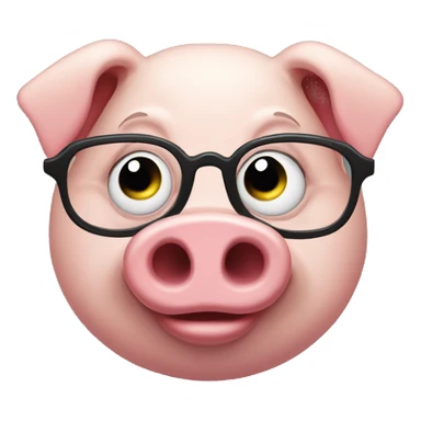 an evil pig wearing round glasses, smirk, evil smile, grin, villain, narrowed eyes sticker