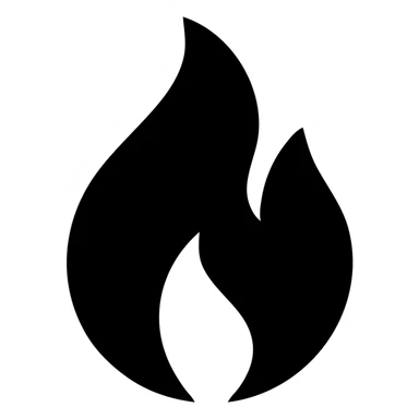 abstract flame shape, solid black geometric style sticker