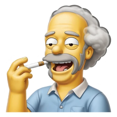 Hommer Simpson ki fumme un enorme joint plien de fumme dans le decord et il rigole  sticker