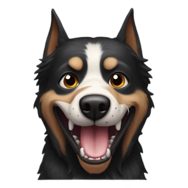 The black dog of Remy with two vampire teeth sticker