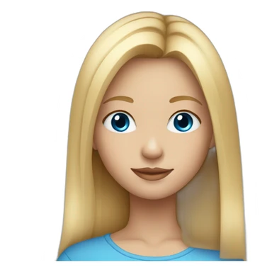 Young girl Blonde and straight hair with blue eyes sticker