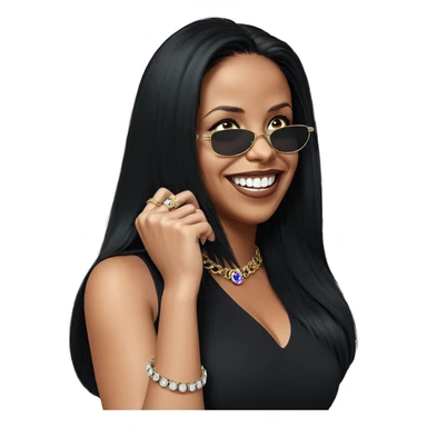 smiling girl with jewelry sticker