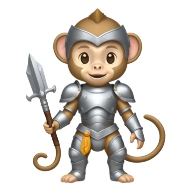 baby monkey in silver armor, full body, smile sticker