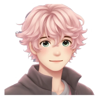 Gorgeous romantic hot attractive anime style modern anime shojo guy with pretty medium-long messy hair and colorful eyes and blushing face aesthetic trending style  pastelcore cottagecore kawaiicore sticker