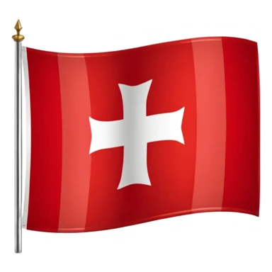 Apple iOS emoji style, drapeau savoyard, carré aux coins arrondis, fond rouge vif légèrement dégradé, croix blanche épaisse parfaitement centrée, rendu lisse et propre, léger effet glossy iOS, contraste élevé, design minimaliste, lisible en petite taille, fond transparent, haute résolution. sticker