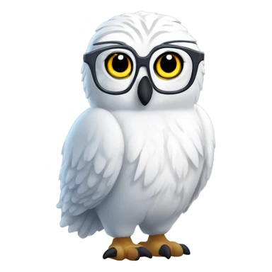 please generate an emoji of an Arctic owl nerd sticker