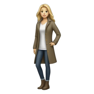 white women casual fashion with long jacket sticker