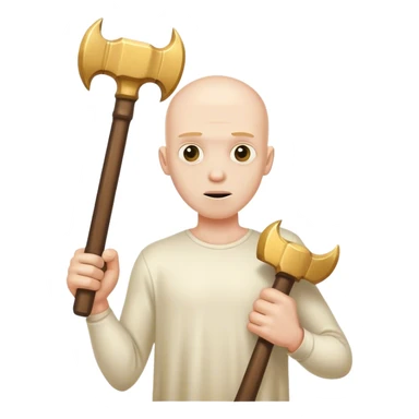 pale man with ten arms holding a big gold hammer sticker