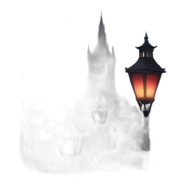 a victorian city, night time, blood moon in the sky, mist, lamps, in the style of Bloodborne sticker