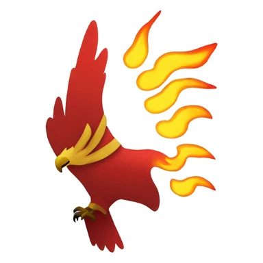 Give me a flag have red color with yellow falcon and the Falcon head is a flame sticker