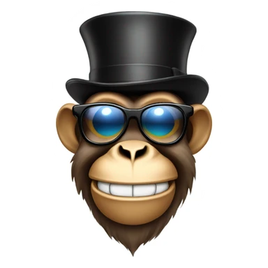 Monkey cheers with top hat and sunglasses  sticker