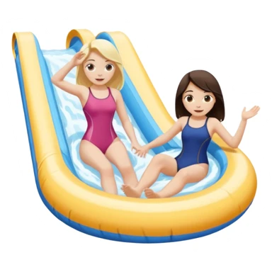 dark brown haired girl pale skin and blonde haired girl on the lazy river water slide sticker