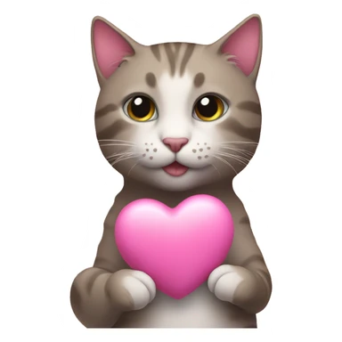 cat holding a pink heart sticker