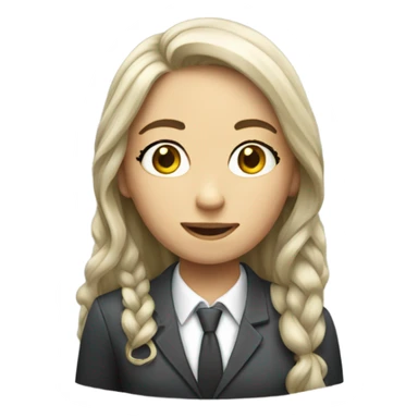 Long haired girl banker white sticker