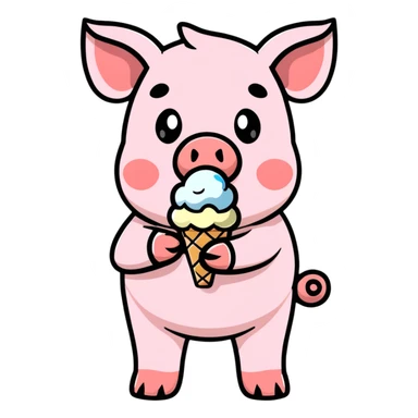 Pig eating ice cream sticker