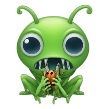 an alien eating a bug sticker