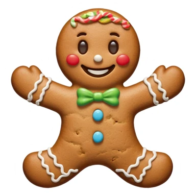{
    "type": "object",
    "look": "gingerbread man, icing smile, cookie texture, front view",
    "description": "a cheerful gingerbread cookie shaped like a man, smiling with white icing details"
  } sticker