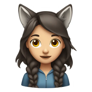 Brunette girl with wolf ears  sticker