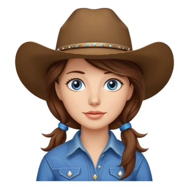 Cowgirl brown hair, estroil blue sticker