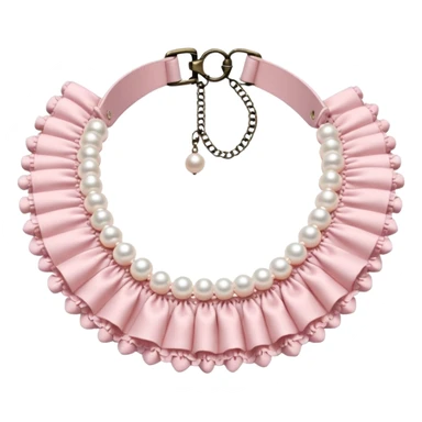 Pastel-baby-rose-pearl-pink Lolita-styled aesthetic cute kawaii choker-collar-necklace with white frills sticker