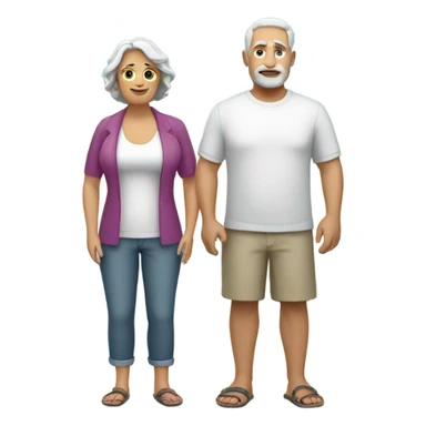 White heavyset middle-aged couple on the beach sticker