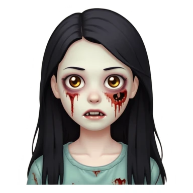 zombie girl with straight long hair and brown eyes sticker