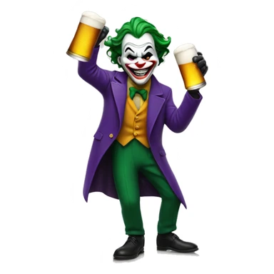 joker holding up a beer sticker