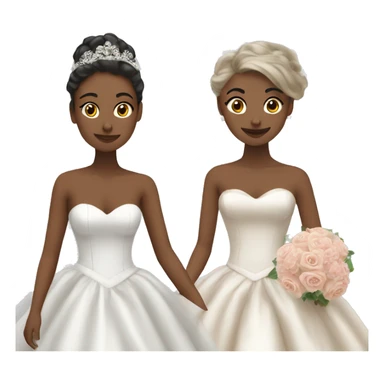 two women getting married with beautiful ball gowns, feminine, aesthetic sticker