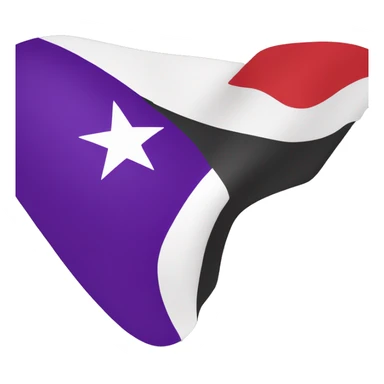A flag emoji of a horizontal tricolor of black, white, and purple. In the center of the flag is a red five-pointed star sticker