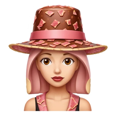 woman in fancy hat made of SPAM MEAT sticker