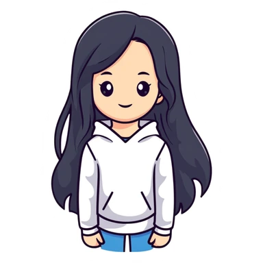 cute girl with long hair sticker