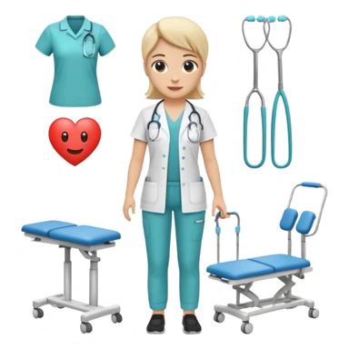 full body physiotherapist, healthcare clothing, with physiotherapy tools, emoji style sticker