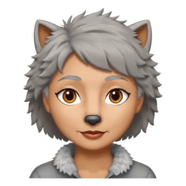 woman 50 years old, short grey fluffy wolf-cut hair, tannes skin and brown eyes sticker