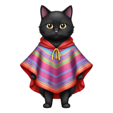 Black cat wearing a poncho  sticker