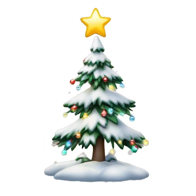 Árbol de navidad nevado y decorado con luces y estrella  sticker
