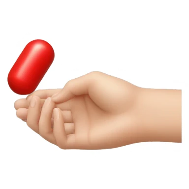 hand grabbing a red capsule sticker
