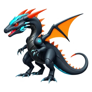 futuristic-colored neon-colored Fakémon-Kyurem-Salandit-creature (full body) sticker