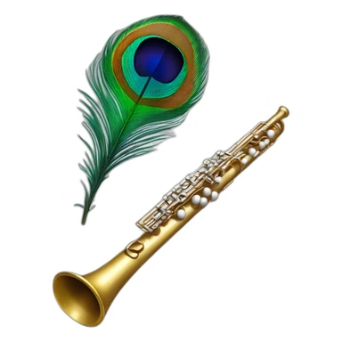 Flute with peacock feather  sticker