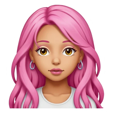 Doja Cat with pink long hair, tan skin sticker