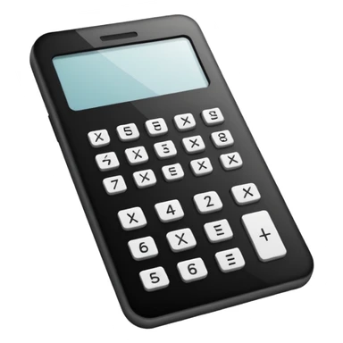 Minimalistic flat vector icon, iOS style, thin black contour on white background. Calculator and geometric shapes (triangle, circle). No text, no shadows. sticker