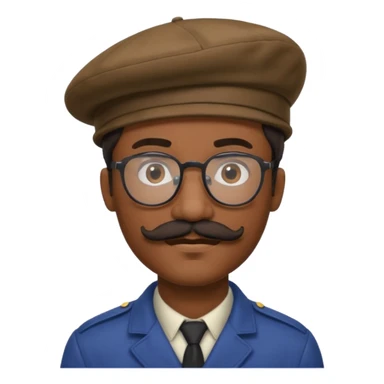A black man with a mustache, wearing glasses, and a beret tilted to the right. sticker