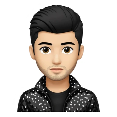 Zayn Malik from One Direction with light skin, black hair, black sequin outfit sticker